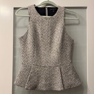 MM Couture Black and White Textured Peplum Top M